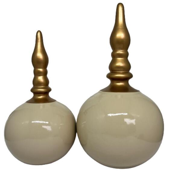 Conjunto Ornamento Decorativo Redondo Cerâmico Na Cor Cobre