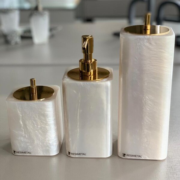 Conjunto Otto Com 3 Peças Resimetal Madreperola/gold