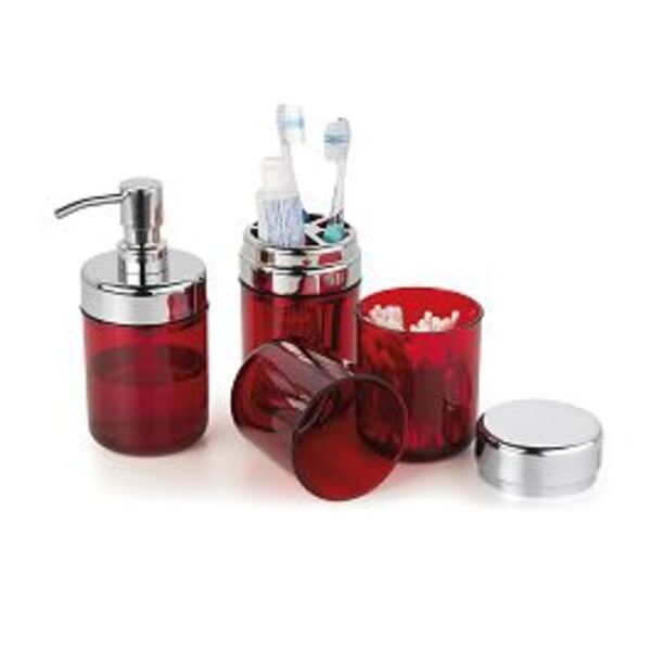 Conjunto p/ Banheiro Lavabo 3 pcs Acquaset Vermelho Forma