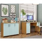 Conjunto P/ Escritório Porta Balcão C/ 3 Portas Madeira Maciç