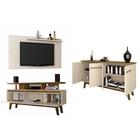 Conjunto Painel Chanel Com Rack Rubi E Buffet Opala Off White