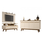 Conjunto Painel Chanel Com Rack Rubi E Buffet Opala Off White