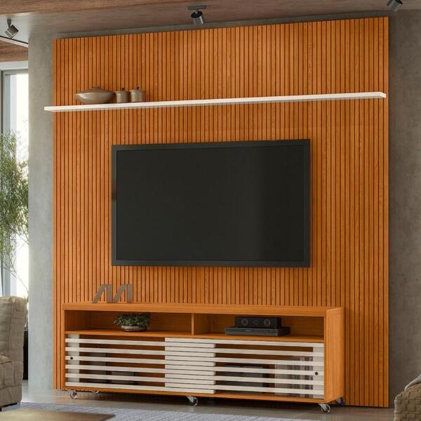 Conjunto Painel E Estante Thundertop Cinamomo Off White