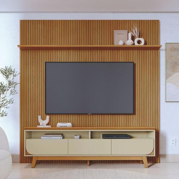 Conjunto Painel E Rack Coimbra Cumaru Opala