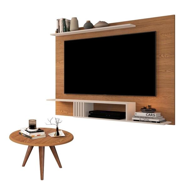 Conjunto Painel Para Tv E Mesa De Centro Retrô Val Freijó Off