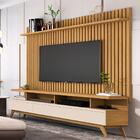 Conjunto Painel Ripado E Rack Eslôvenia Cumaru Off White