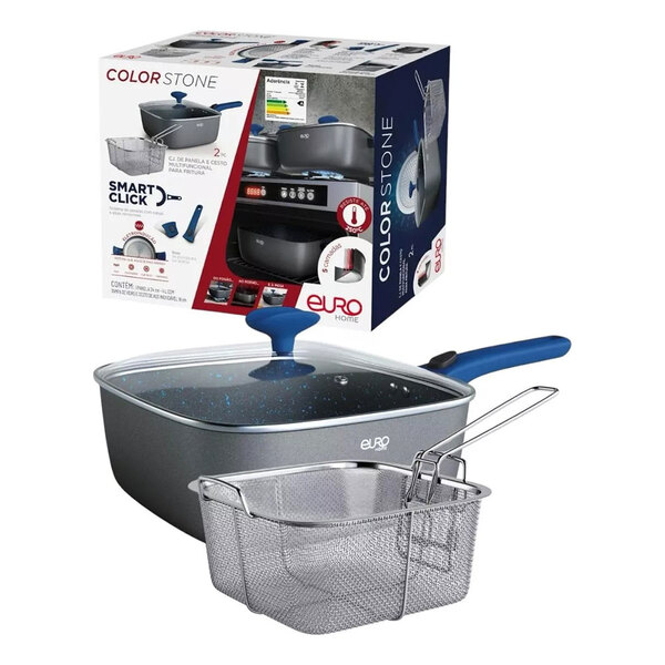 Conjunto Panela Frigideira Cesto Multifuncional Indução Cabo