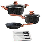 Conjunto Panelas Antiaderente Wooden Colorstone Cerâmico Indu