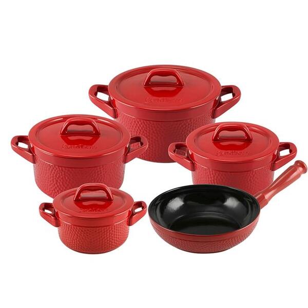 Conjunto Panelas De Cerâmica Mondoceram Martelada 5 Peças Pom