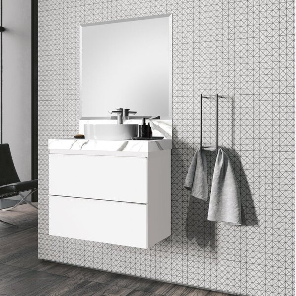 Conjunto Para Banheiro 1 Espelho Bisotê 1 Gabinete 1 Lavatóri