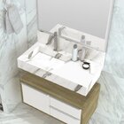 Conjunto Para Banheiro 1 Espelho Bisotê 1 Gabinete Pró 1 Banc