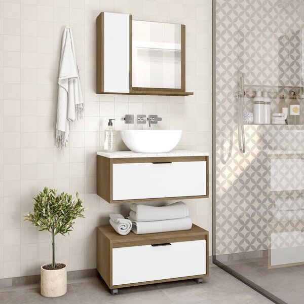 Conjunto Para Banheiro 2 Portas 1 Gaveta Nora Cnj3052  Branco