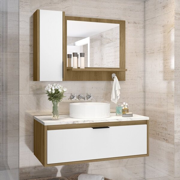 Conjunto Para Banheiro 2 Portas Bari Cnj3050  Branco/carvalho