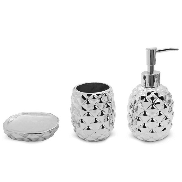 Conjunto Para Banheiro 3 Peças Abacaxi Prata Mimo Bh1780p 5999