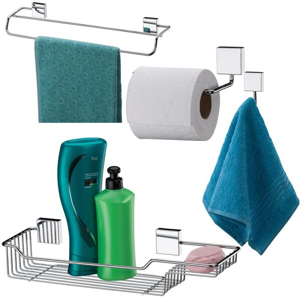 Conjunto Para Banheiro 4 Peças Fixação Por Parafuso - Inox