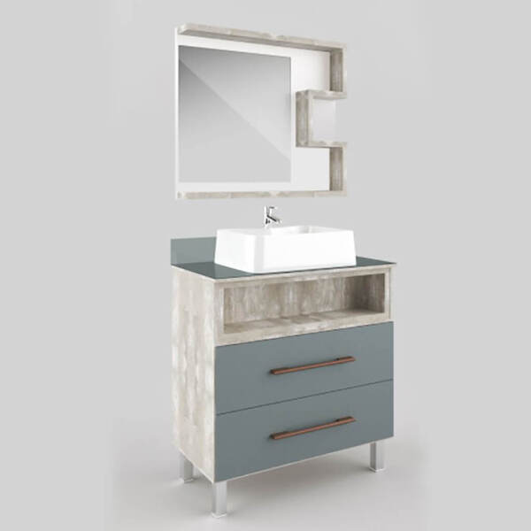 Conjunto Para Banheiro 80cm Com Espelho E Cuba Calcare E Beri