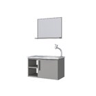 Conjunto Para Banheiro Aço Gabinete Com Espelho Caju Cinza