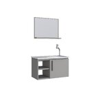 Conjunto Para Banheiro Aço Gabinete Com Espelho Caju Cinza