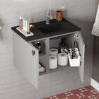 Conjunto Para Banheiro Aço Gabinete Com Espelho Tarumã Cinza