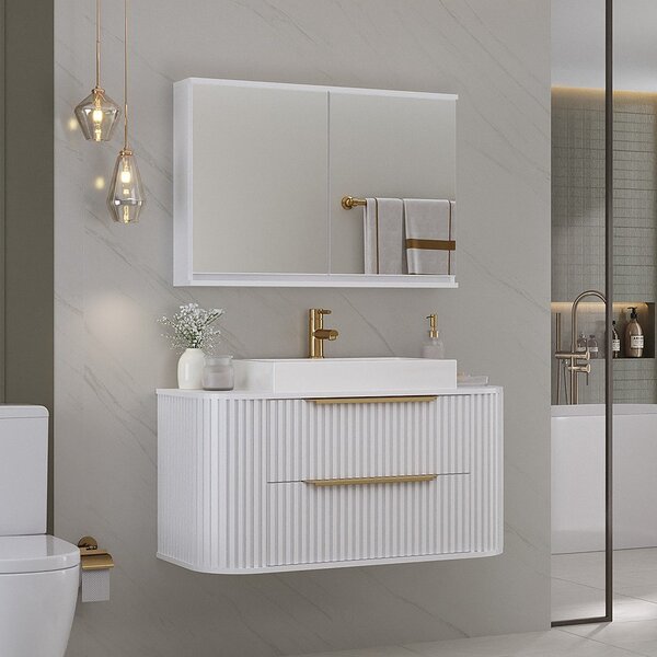 Conjunto Para Banheiro Alice 1 Metro Suspenso Com Cuba Aurora