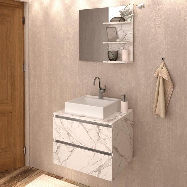 Conjunto Para Banheiro Armarios Com Cuba E Espelho Bn8 Tecno