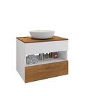 Conjunto Para Banheiro Bali Branco/naturalle - Bechara Móveis