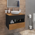 Conjunto Para Banheiro Bali Preto/naturalle - Bechara Móveis