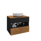 Conjunto Para Banheiro Bali Preto/naturalle - Bechara Móveis