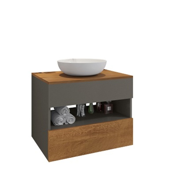 Conjunto Para Banheiro Bali Titanium/naturalle - Bechara Móve