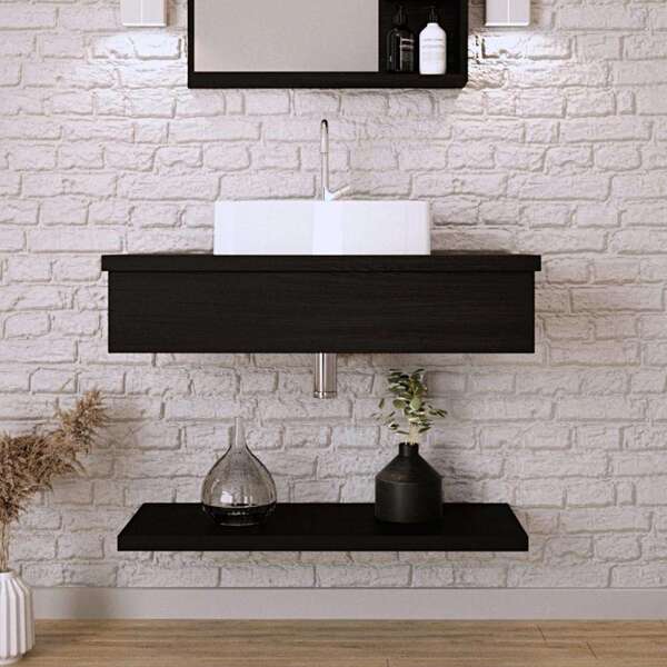 Conjunto Para Banheiro Bancada Com Cuba Aria 41 Retangular E