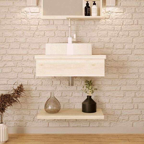 Conjunto Para Banheiro Bancada Com Cuba Aria 41 Retangular E