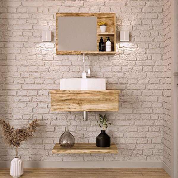 Conjunto Para Banheiro Bancada Com Cuba Aria 41 Retangular, P