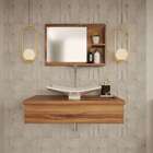 Conjunto Para Banheiro Bancada Com Cuba F44 Folha E Espelheir