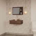 Conjunto Para Banheiro Bancada Com Cuba F44 Folha E Espelheir