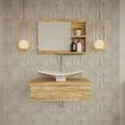 Conjunto Para Banheiro Bancada Com Cuba F44 Folha E Espelheir