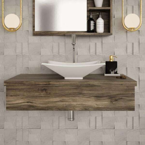 Conjunto Para Banheiro Bancada Com Cuba L38 Folha City 800 Ca