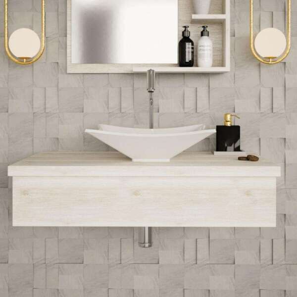 Conjunto Para Banheiro Bancada Com Cuba L38 Folha City 800 Sn