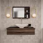 Conjunto Para Banheiro Bancada Com Cuba L38 Folha E Espelheir