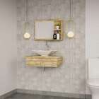 Conjunto Para Banheiro Bancada Com Cuba L38 Folha E Espelheir