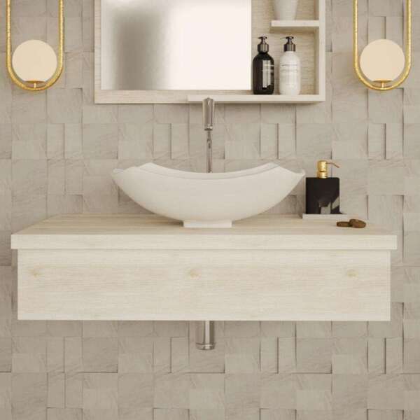 Conjunto Para Banheiro Bancada Com Cuba L42 Abaulada City 800