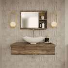 Conjunto Para Banheiro Bancada Com Cuba L42 Abaulada E Espelh