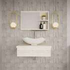 Conjunto Para Banheiro Bancada Com Cuba L42 Abaulada E Espelh