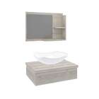 Conjunto Para Banheiro Bancada Com Cuba L42 Abaulada E Espelh