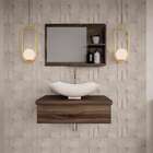 Conjunto Para Banheiro Bancada Com Cuba L42 Abaulada E Espelh