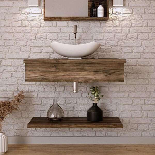 Conjunto Para Banheiro Bancada Com Cuba L42 Abaulada E Pratel