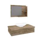 Conjunto Para Banheiro Bancada Com Cuba L45 Canoa E Espelheir