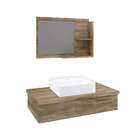 Conjunto Para Banheiro Bancada Com Cuba Q39 Quadrada E Espelh