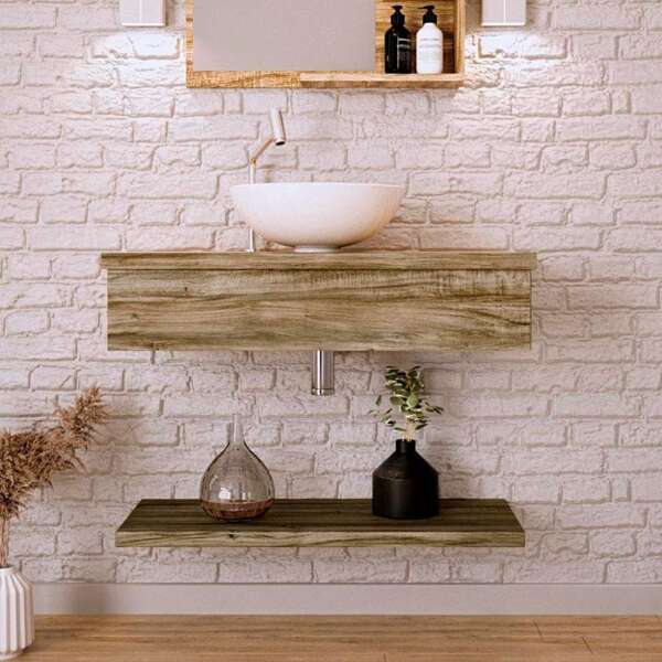 Conjunto Para Banheiro Bancada Com Cuba R35 Redonda E Pratele