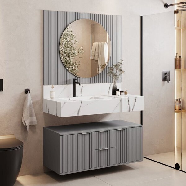 Conjunto Para Banheiro Bancada Em Porcelanato Com Cuba Esculp