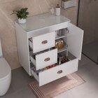 Conjunto Para Banheiro Catarina 70 Com Pés Tampo De Vidro - F